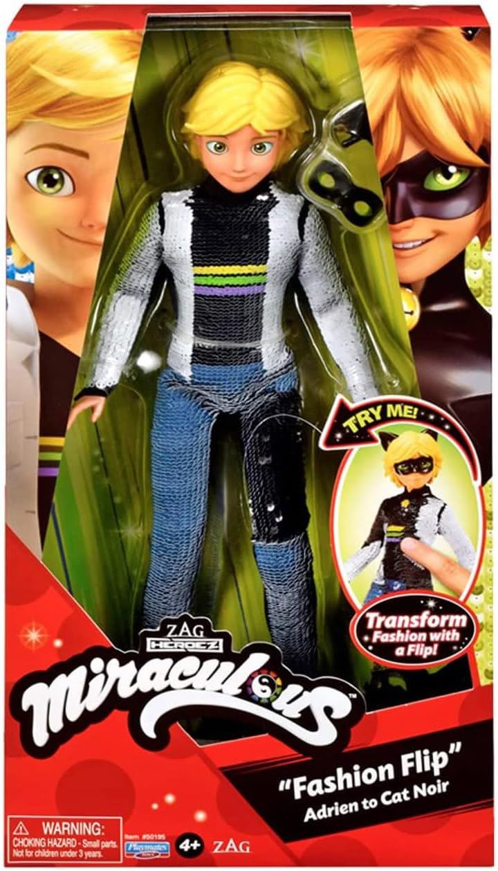 Adrien & Cat Noir P50195 Fashion Flip 26cm 10" Doll (ZAG Heroez: Miraculous)