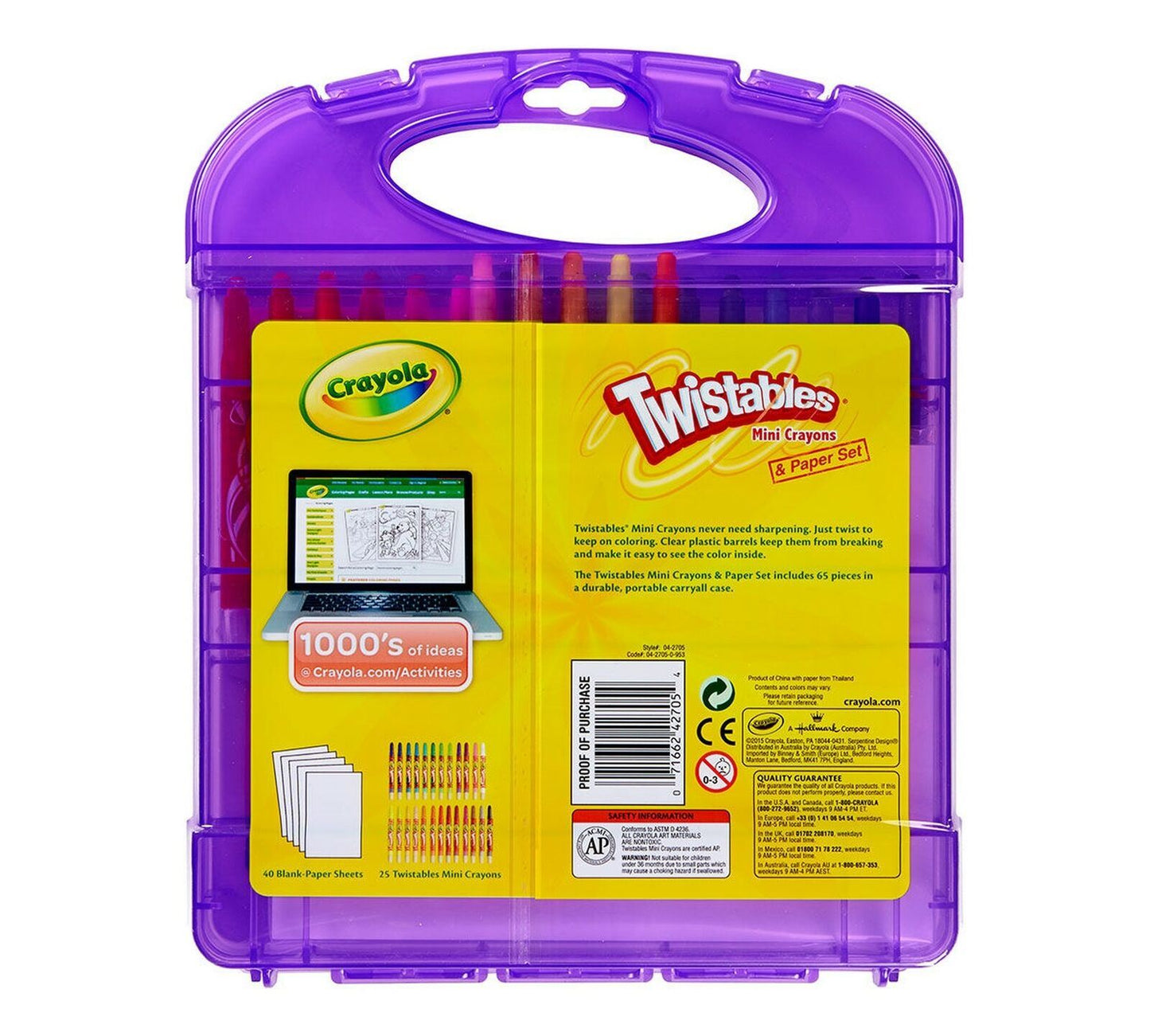 Crayola® TWISTABLES MINI CRAYONS & PAPER SET (65 Pieces) Gift for Kids