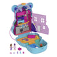 Polly Pocket Teddy Bear Purse Playset HGC39 – Mattel Compact with 2 Micro Dolls & 16 Accessories Ideal Sleep-Over Gift