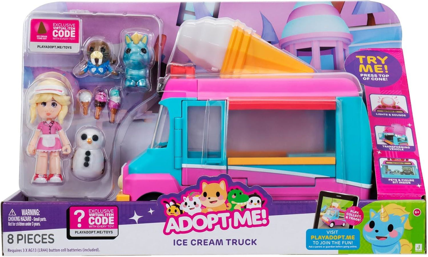 Ice Cream Truck AME0147 – Adopt Me! Lights & Sounds Vehicle Playset with Figures | Roblox-Inspired Role-Play Toy