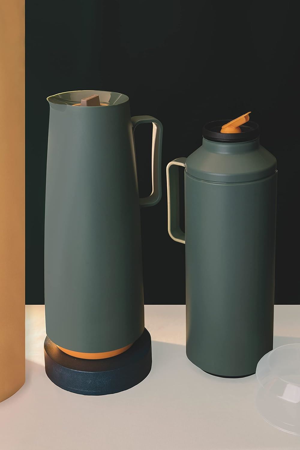 Tramontina Exata 1L Thermal Flask 61637/107 – Olive Green Glass-Lined Vacuum Insulated Bottle Carafe with Cup Lid for Hot & Cold Drinks
