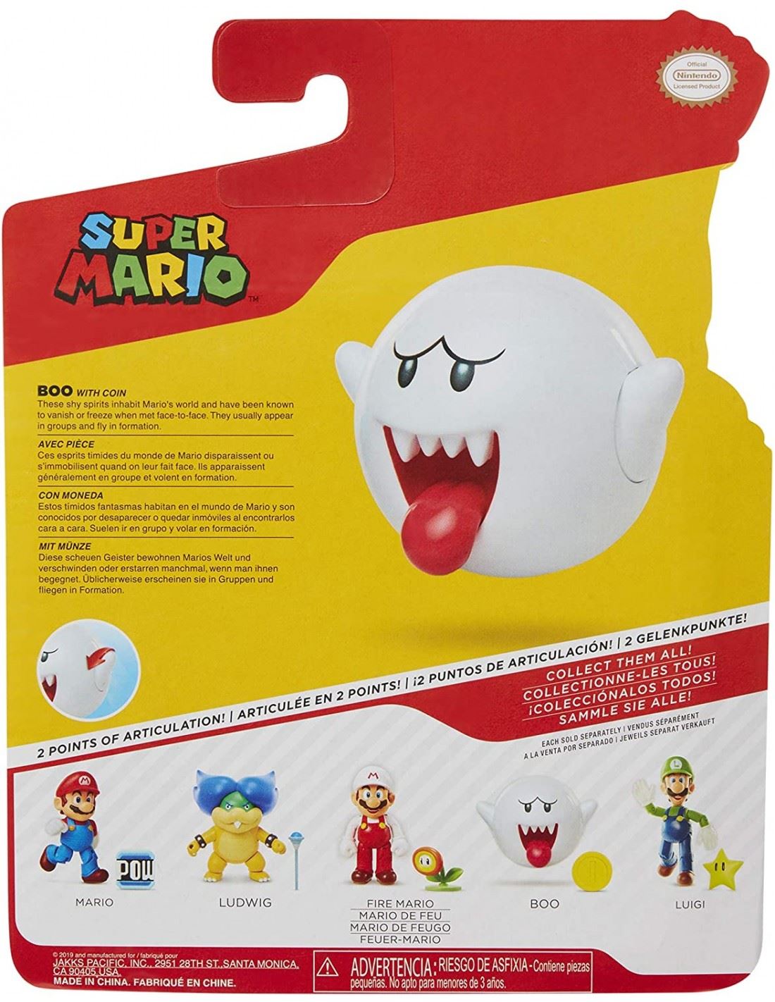 BOO with Coin Super Mario Jakks Action Figure 4"/10cm 72684