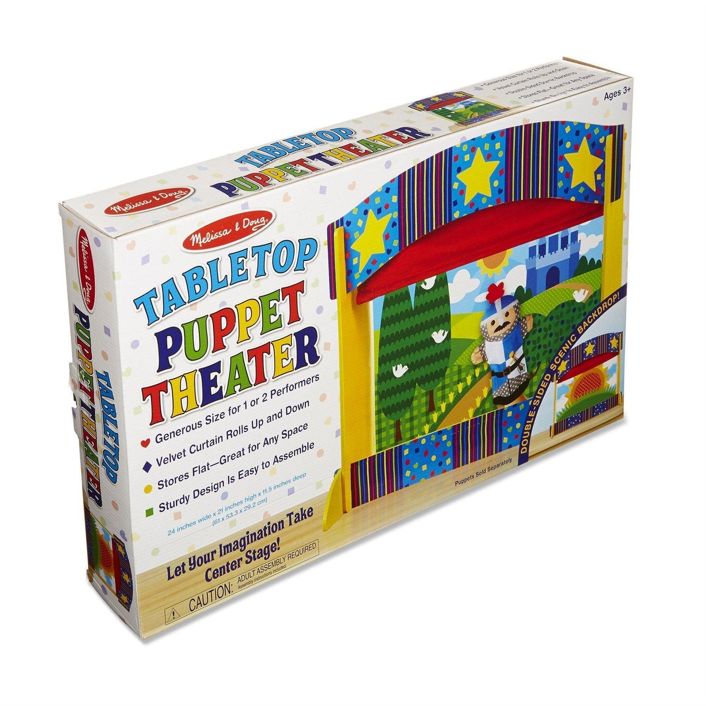 Tabletop Puppet Theater 12536 – Melissa & Doug Wooden Pretend Play Puppet Stage with Chalkboard & Curtains