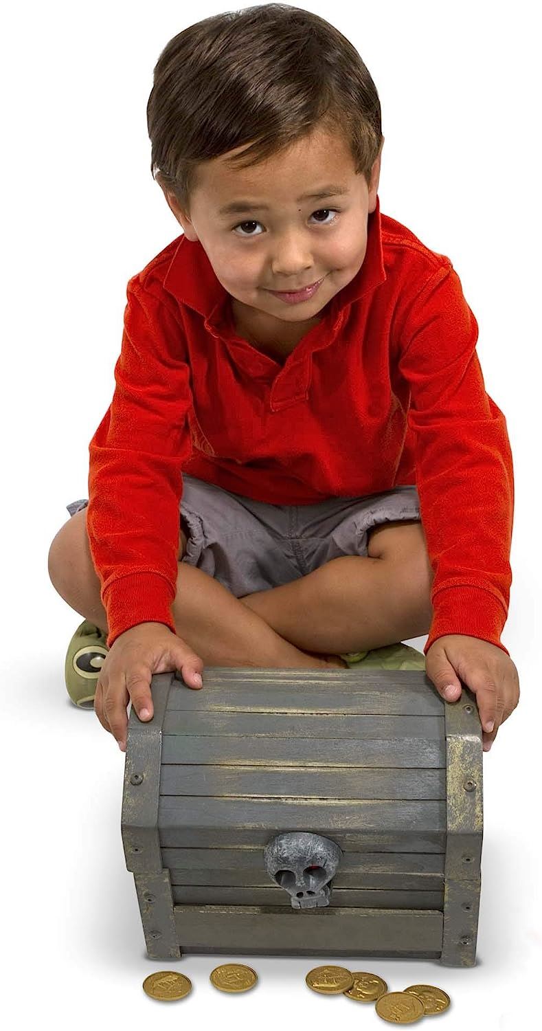Melissa & Doug Wooden Pirate Chest Toy Pretend Play Ages 6+ 12576