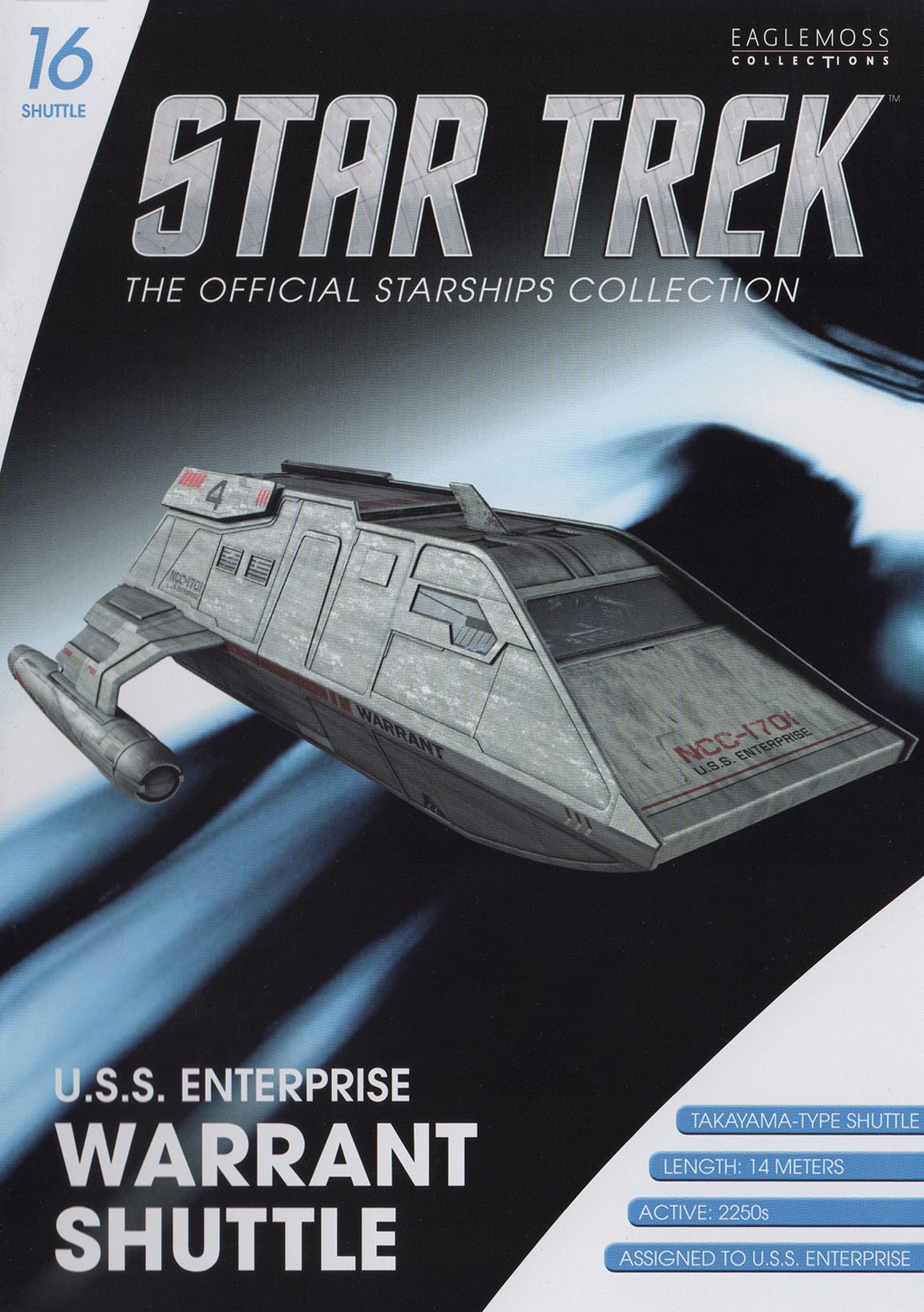 #16 U.S.S. Enterprise Takayama-Type Shuttle - "4 Warrant" Model Diecast Shuttlecraft Ship (Eaglemoss / Star Trek)