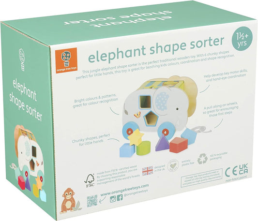 Orange Tree Toys Pull Along Jungle Elephant Shape Sorter Pre-School Baby Toy