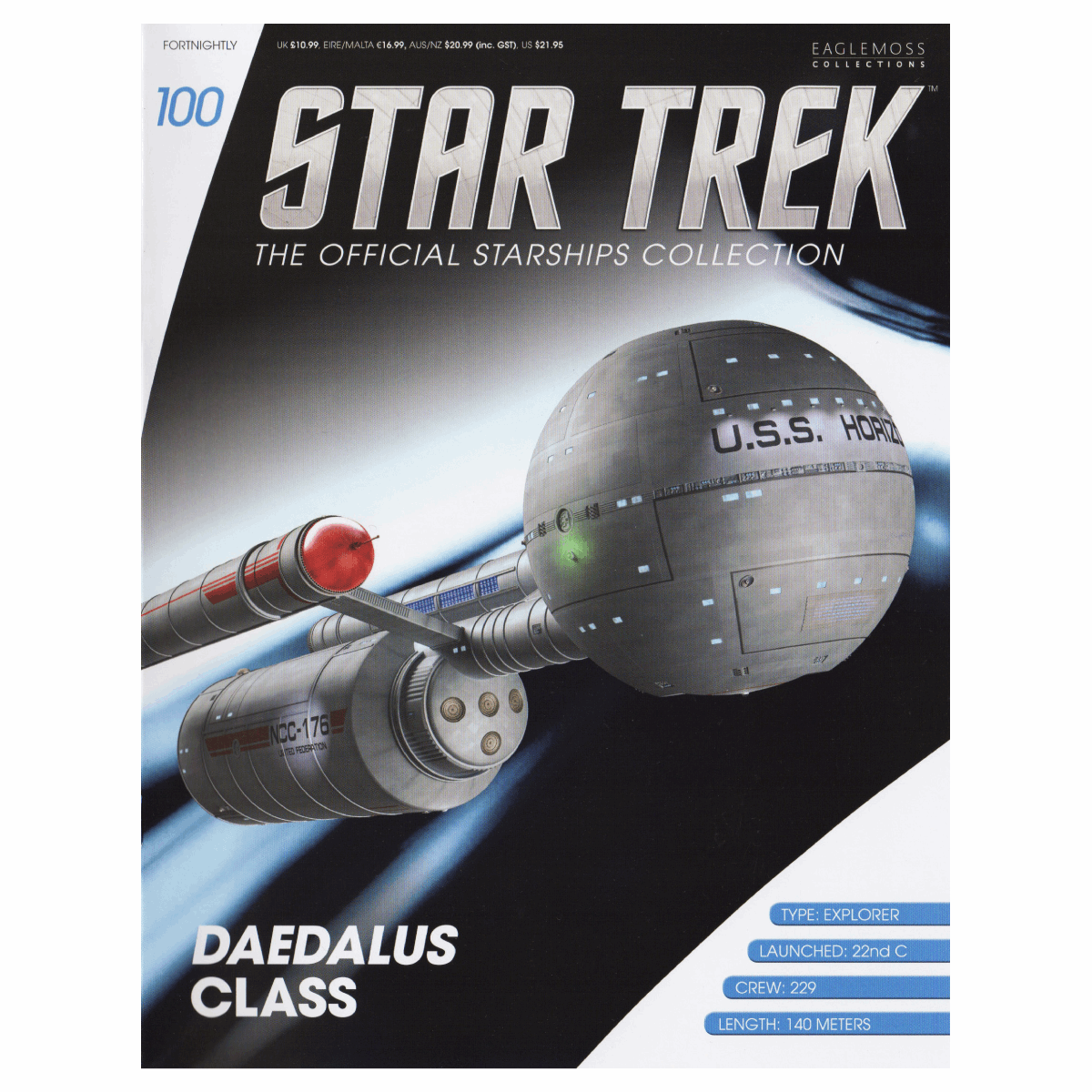#100 Daedalus-class (U.S.S. Horizon NCC-176) Starship Die Cast Ship STDC100 (Eaglemoss / Star Trek)