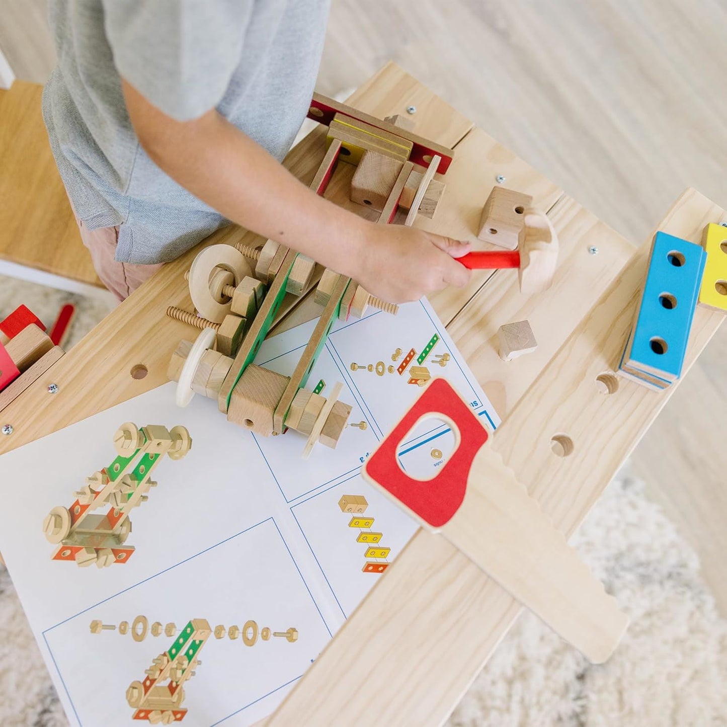 Wooden Project Workbench 96045 – Melissa & Doug Kids’ Wooden Tool Bench with Tools, Storage & Build-Your-Own Projects