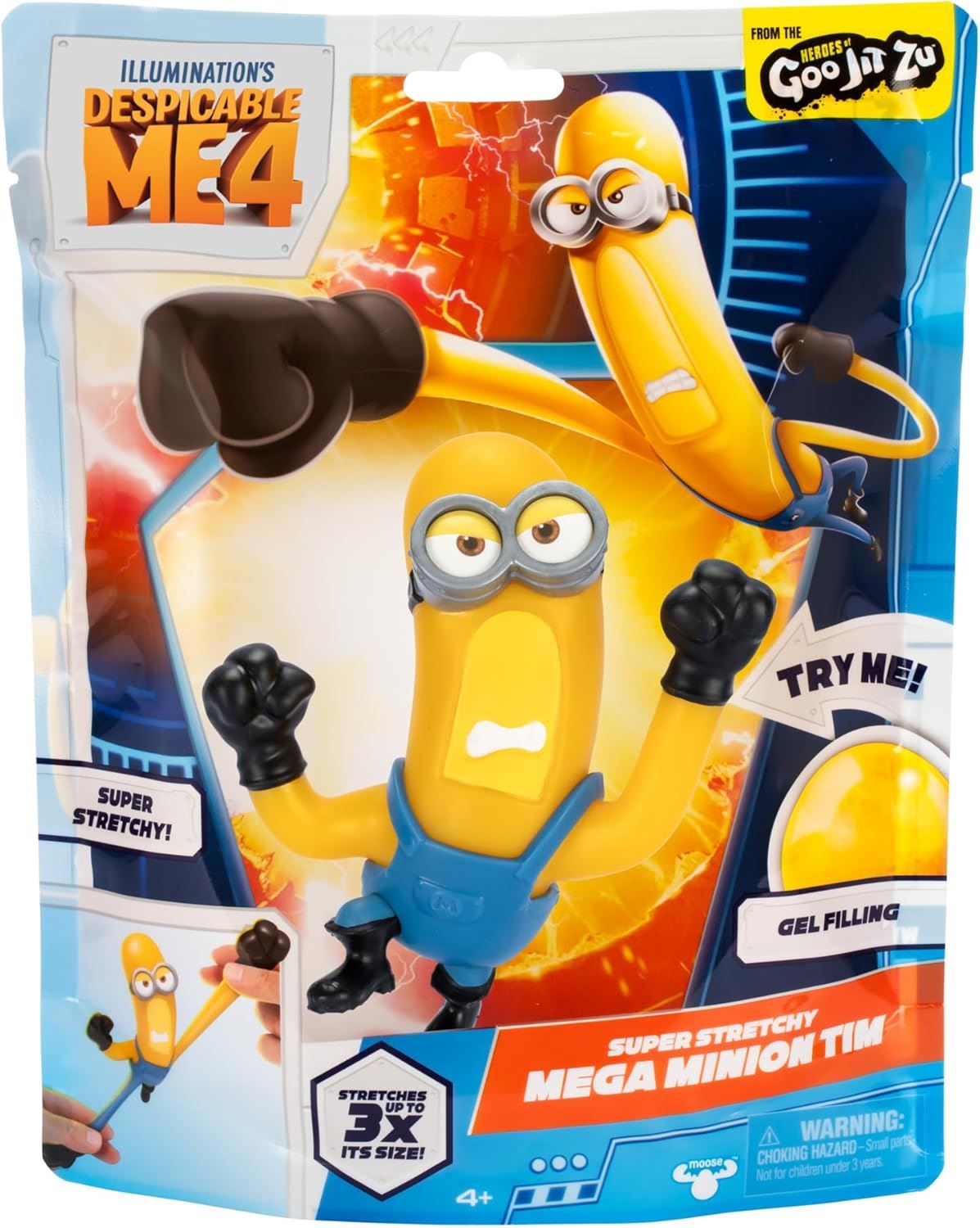 Mega Minion Tim 42866 Heroes of Goo Jit Zu Super-Stretchy Gel-Filled Action Figure (Despicable Me 4 Licensed)