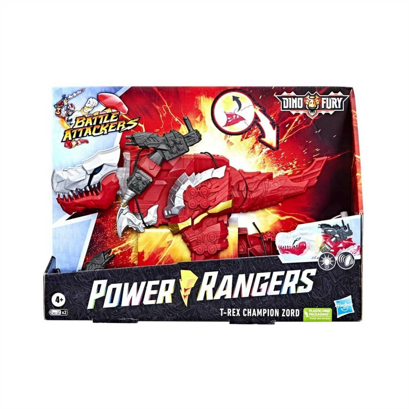 Power Rangers Hasbro F2264 Battle Attackers Dino Fury T-Rex Champion Zord Electronic Action Figure