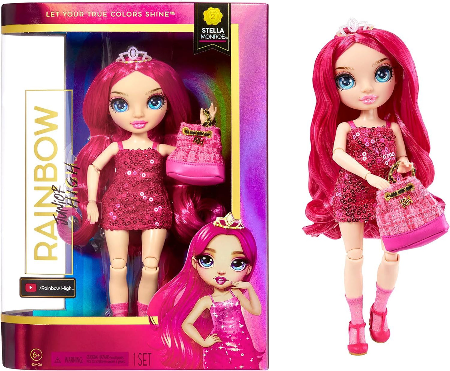 Rainbow High Jr Stella Monroe Fuschia Pink Doll + Accessories 583004 Series 2