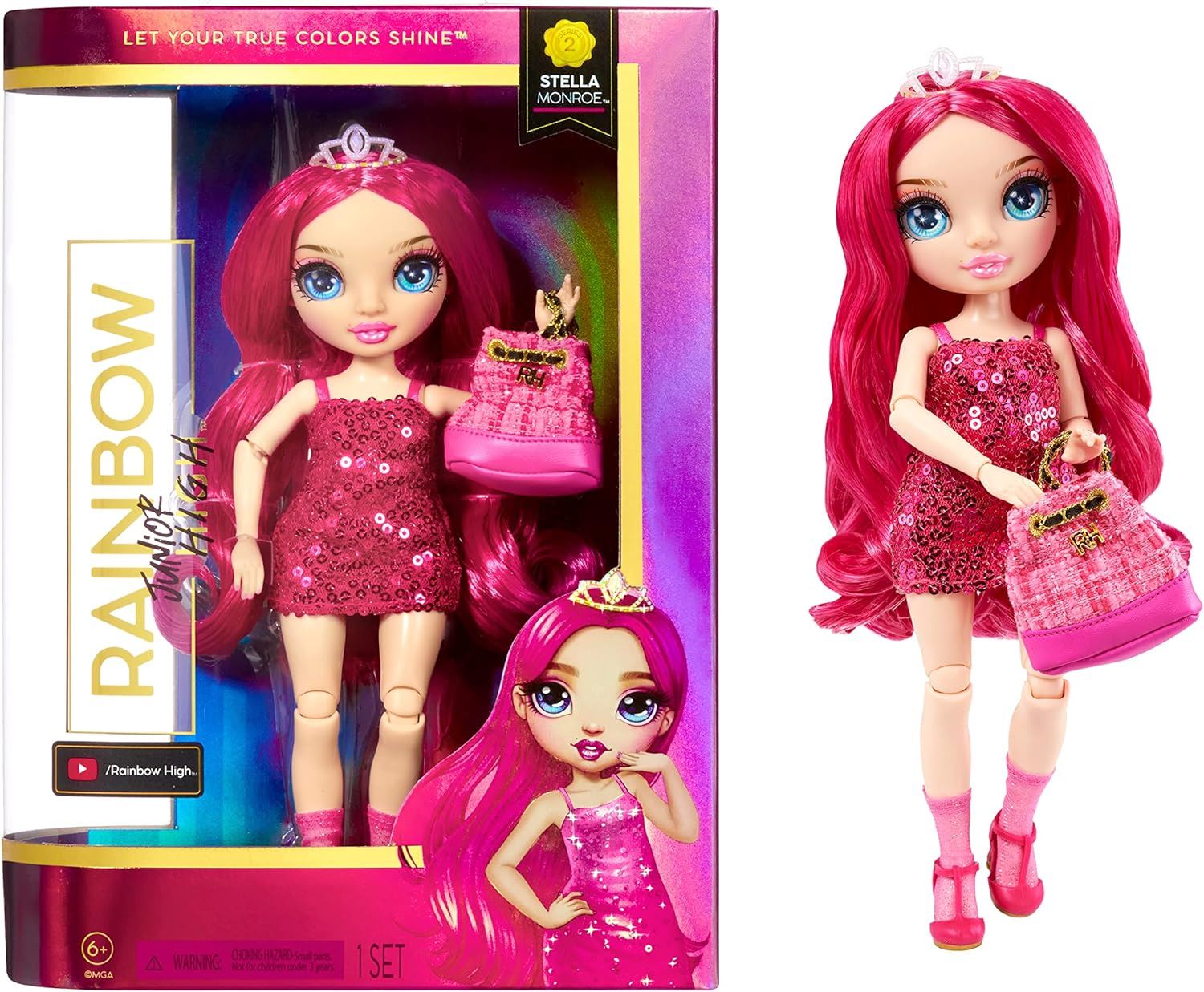 Rainbow High Jr Stella Monroe Fuschia Pink Doll + Accessories 583004 Series 2