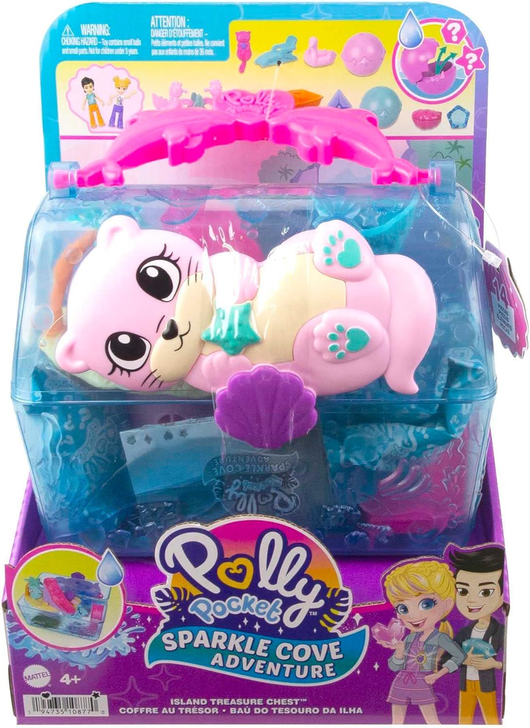 Sparkle Cove Adventure Island Treasure Chest HPV40 – Polly Pocket Playset with Micro Dolls, Hidden Surprises & Accessories
