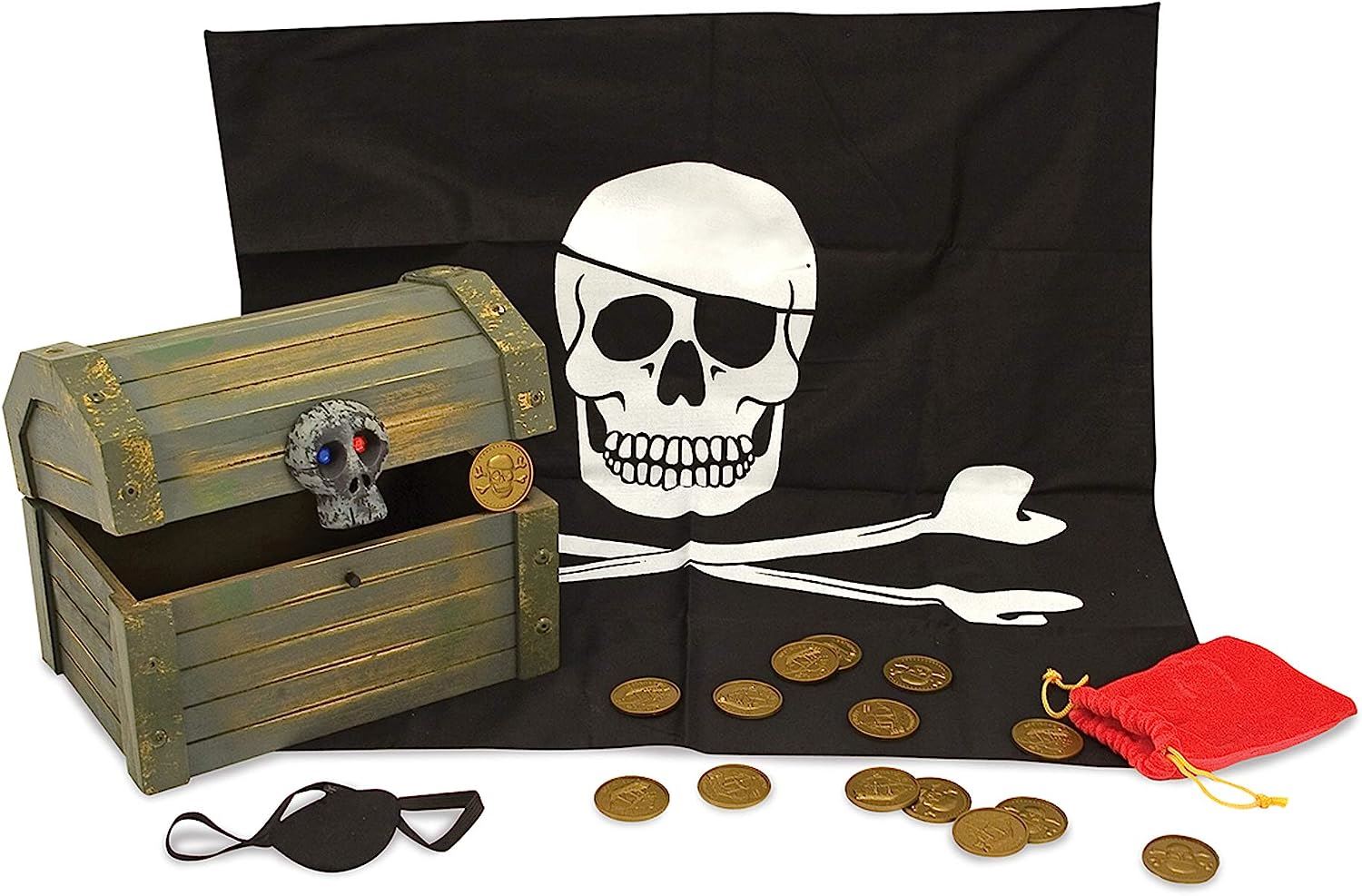 Melissa & Doug Wooden Pirate Chest Toy Pretend Play Ages 6+ 12576
