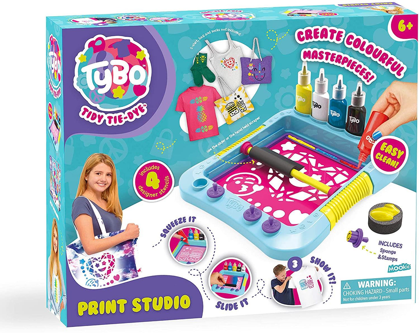 Tybo Print Studio Tidy Tie Dye Design Stencil Set Kids Creative Toy Gift 6+