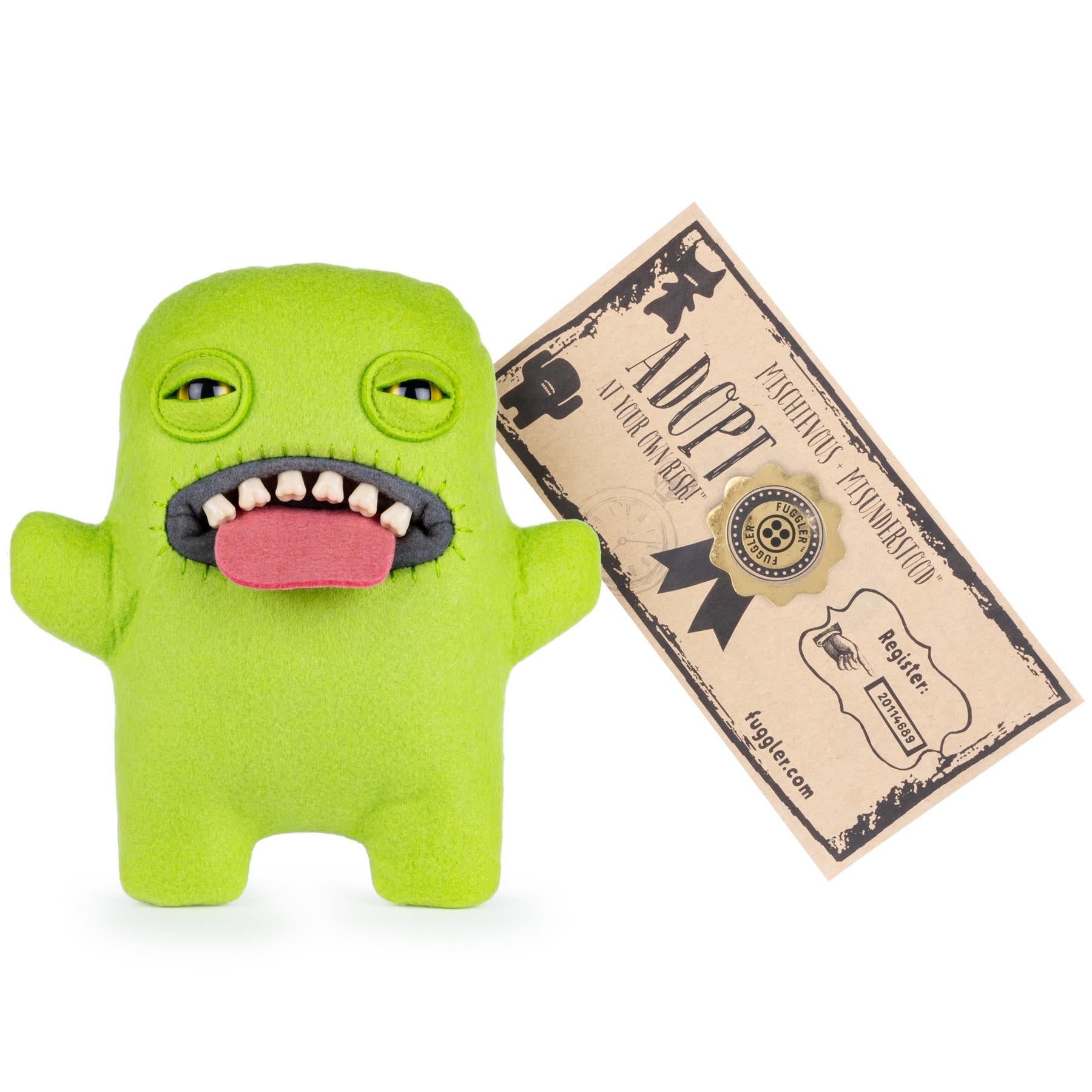GREEN TONGUE Fuggler Funny Ugly Monster 9" Felt Boxed Plush Toy