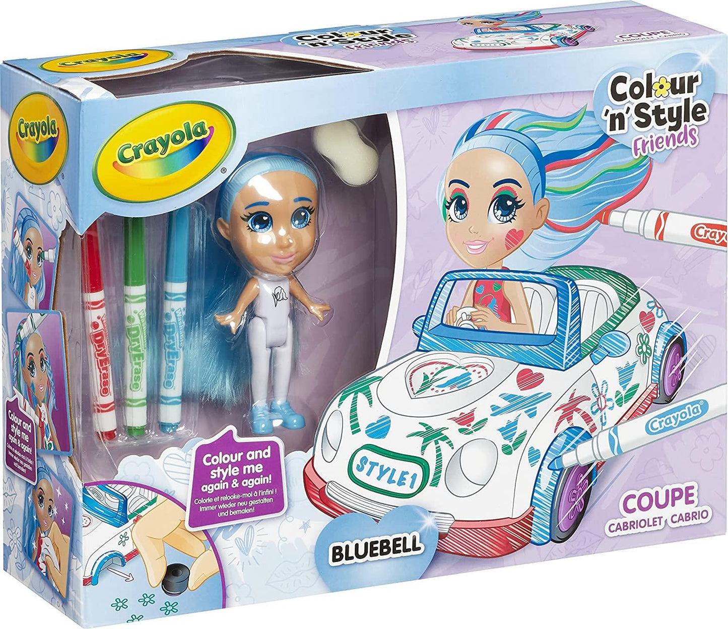 CRAYOLA Colour 'n' Style Friends Coupe BLUEBELL Doll Art Playset Color